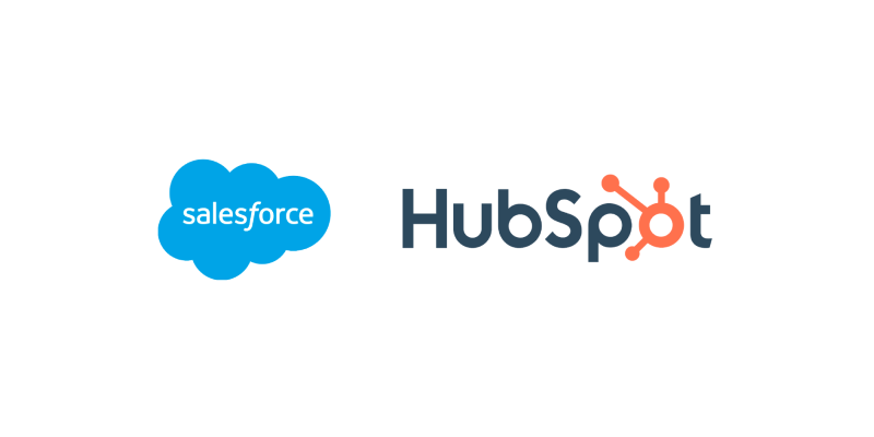 Salesforce、HubSpotのロゴ