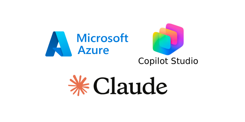 Microsoft Azure、Copilot Studio、Claudeのロゴ